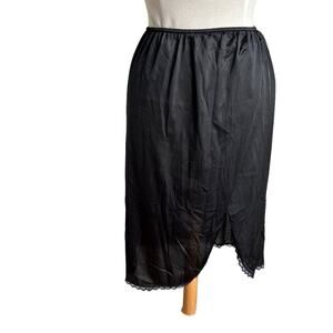 Vintage Warner’s Black Midi Wrap Front Slip Skirt